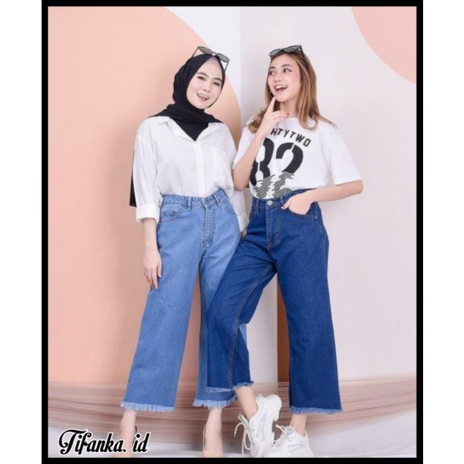 HIGH WAIST KULOT JEANS WANITA//KULOT RAWIS/KULOT JEANS RAWISs