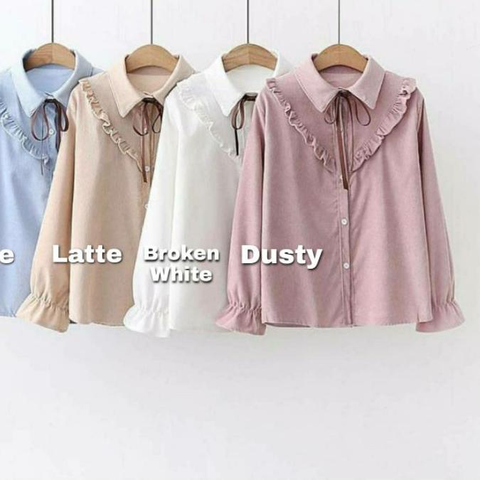 Baju Atasan Blouse Wanita Terbaru Jumbo Ld 120 130 140 Baju Blouse Korea Putih Kekinian HARUKA