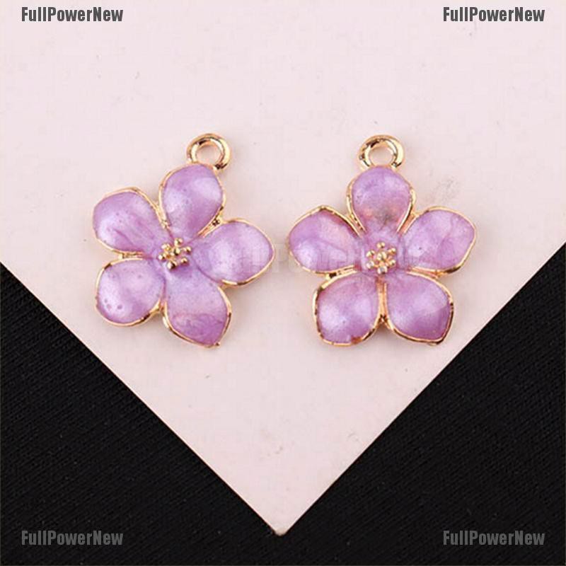 [FULLのJY] 10Pcs/Set Enamel Alloy Flower  Charms Pendant Jewelry Findings DIY Craft Making