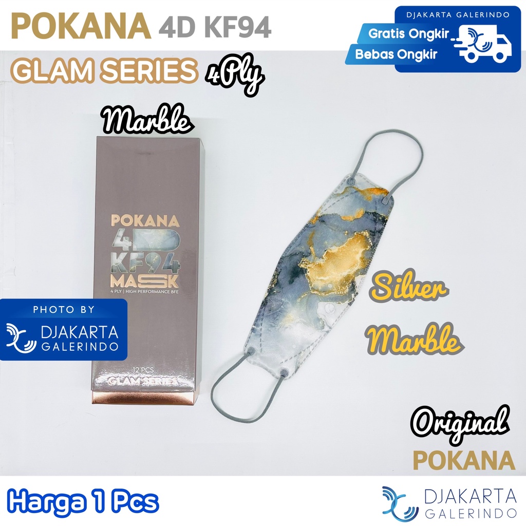 Masker POKANA 4D KF94 Marble / Marbel Glam Series Original Pokana