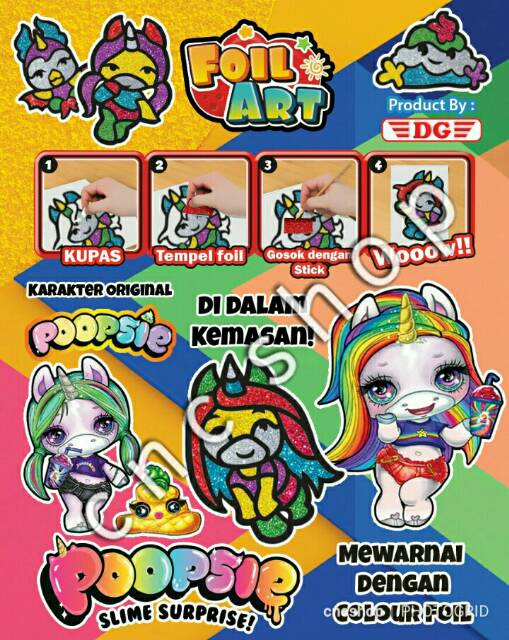 Mewarnai Foil Art Poopsie Slime / Gambar Unisex Mainan Edukasi Anak Mewarnai Terbaru