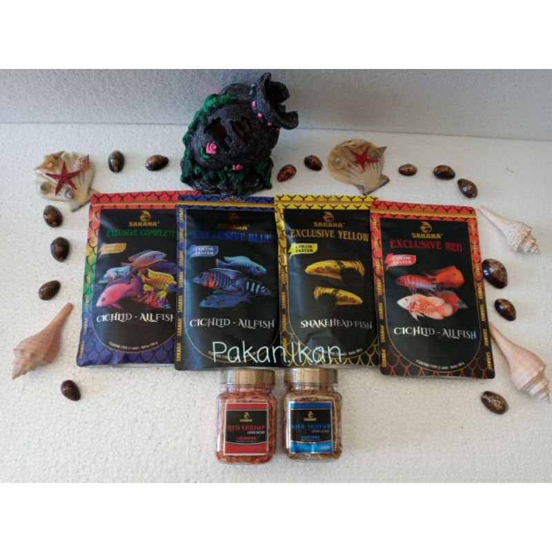 Pelet Pakan Ikan Sakana Exclusive Red Blue Yellow Cichlid 100g Snake Head Premium Channa Chana