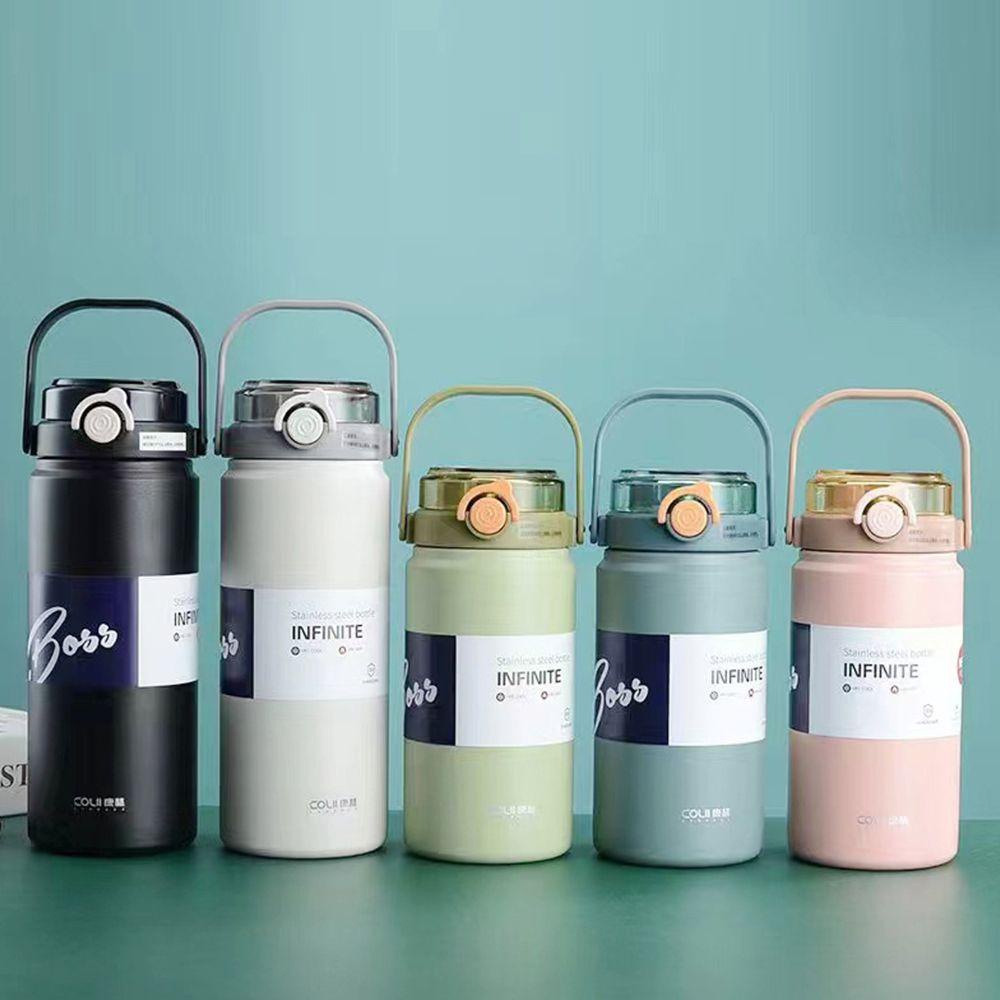 Populer 1000ml Thermal Mug Portable Stainless Steel Olahraga Kebugaran Cangkir Sedotan