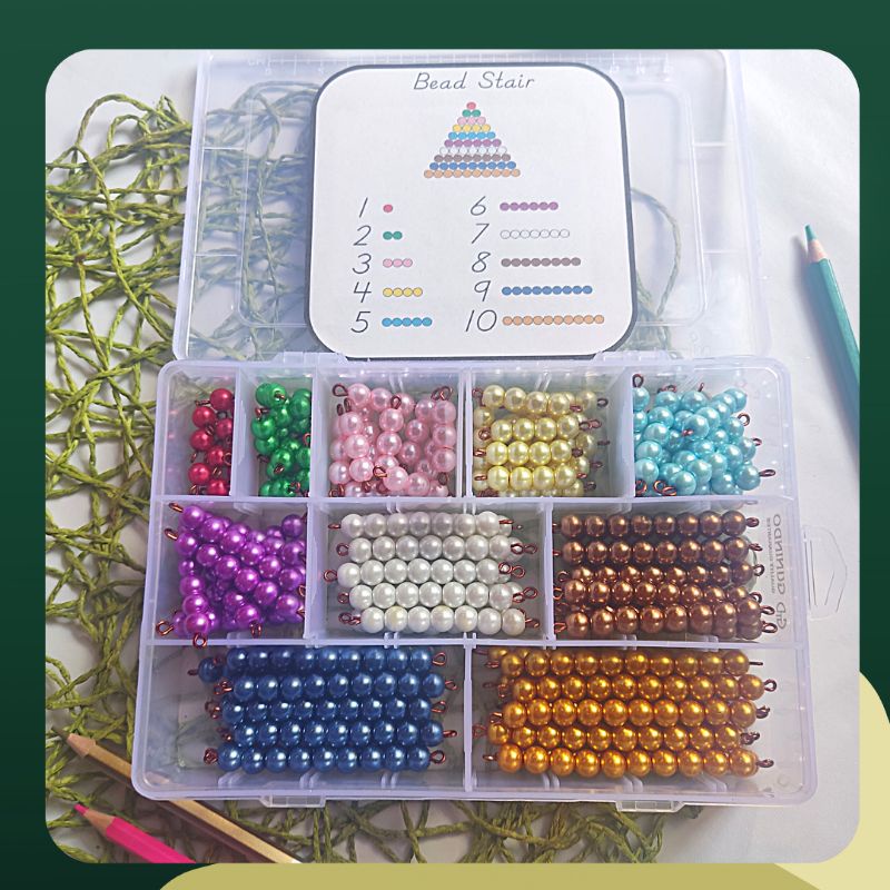MAINAN ANAK MONTESSORI MATH BEADS HANDMADE / MONTESSORI PLAY MATEMATIKA / DECANOMIAL MATH BEAD / MAT