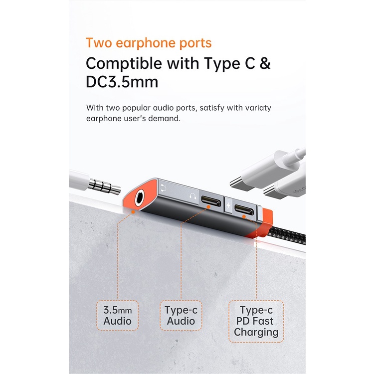 Mcdodo Converter Splitter Audio 3in1 Dual Type C + Jack 3.5Mm CA-094