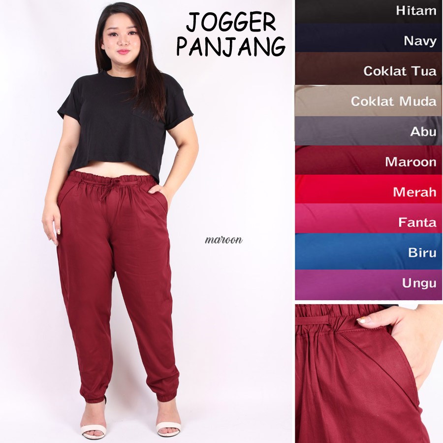 BIGCLO - (COD) Celana Joger Original 3R Jogger Panjang Wanita Perempuan Jumbo Big Size Pants Katun Stretch