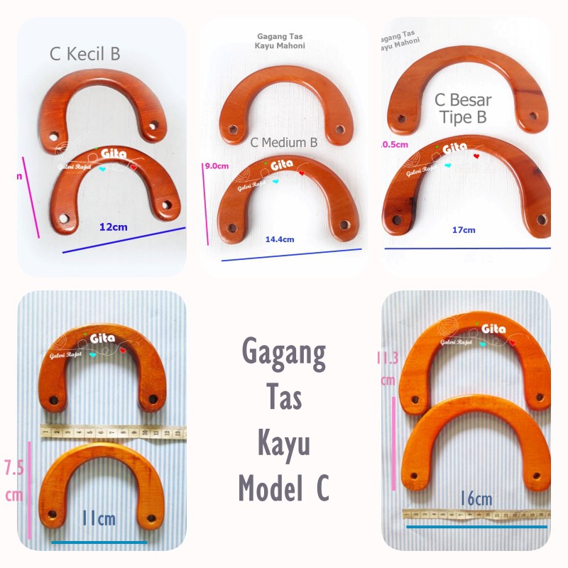 Katalog Gagang Tas Kayu Model C/Handle Tas Kayu