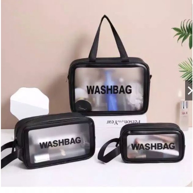 WASHBAG Hand Bag Mika Tas Tenteng Pouch Makeup Travel Size Waterproof Transparant NR