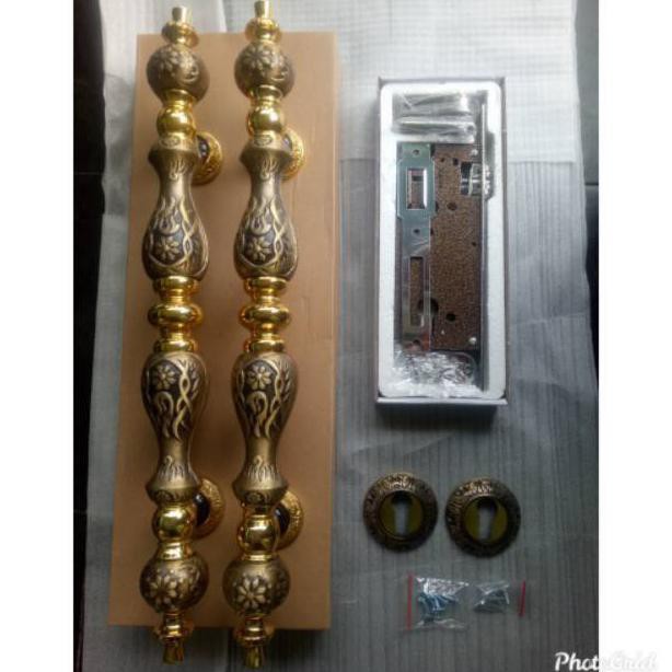 Handle pintu rumah / Gagang pintu rumah kuningan motif manggis set kunci Terbaik