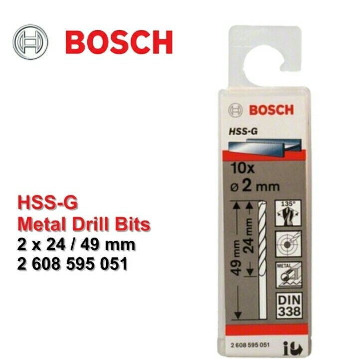 BOSCH Mata Bor HSS-G Metal Drill Bit 2.0 MM X 10 PCS