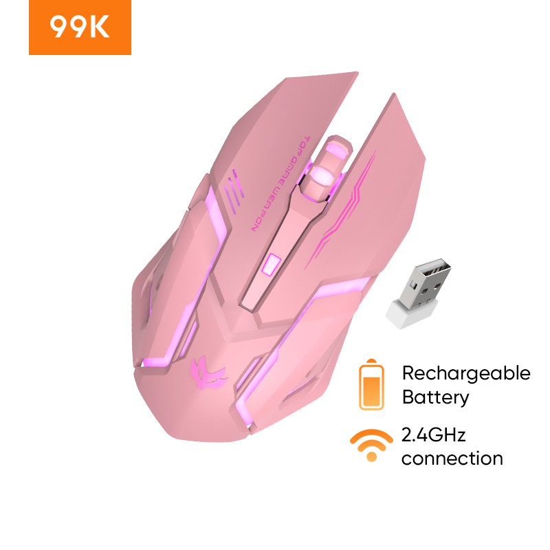 99K Mouse Gaming Wireless Rechargeable Baterai 2.4Ghz 1600 DPI LED Otomatis