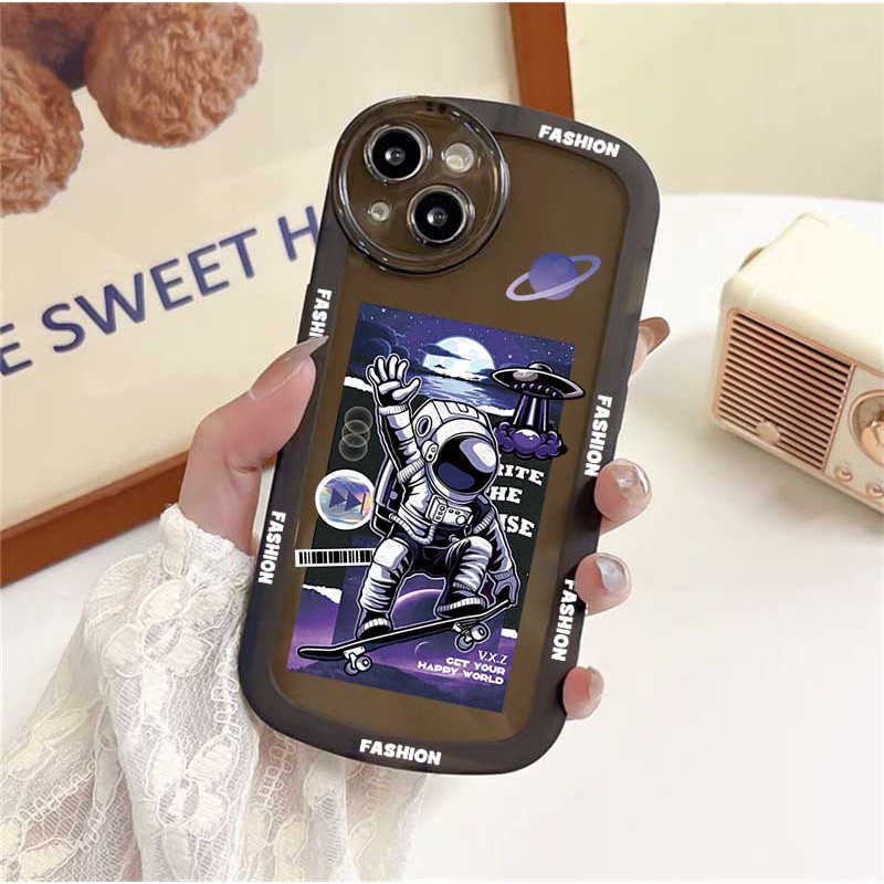 Case Bahan TPU Motif Astronaut Skateboard Untuk OPPO A57 2022 A15 A16 A16K A54 A53 A12 A5S A7 A3S A31 A52 A83 A92 A37 F9 A1K F1s