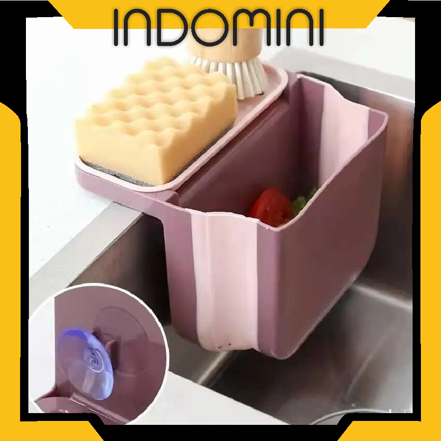 INDOMINI R582 Tempat Spons Gantung/ Lipat Tempat Penyimpanan Spons Cuci Piring / Saringan Wastafel Model Lipat