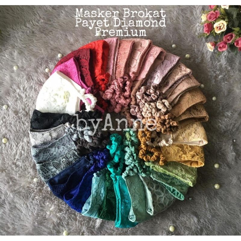 ( KATALOG 2) MASKER BROKAT PAYET PREMIUM HEADLOOP/MASKER CANTIK/MASKER PENGANTIN