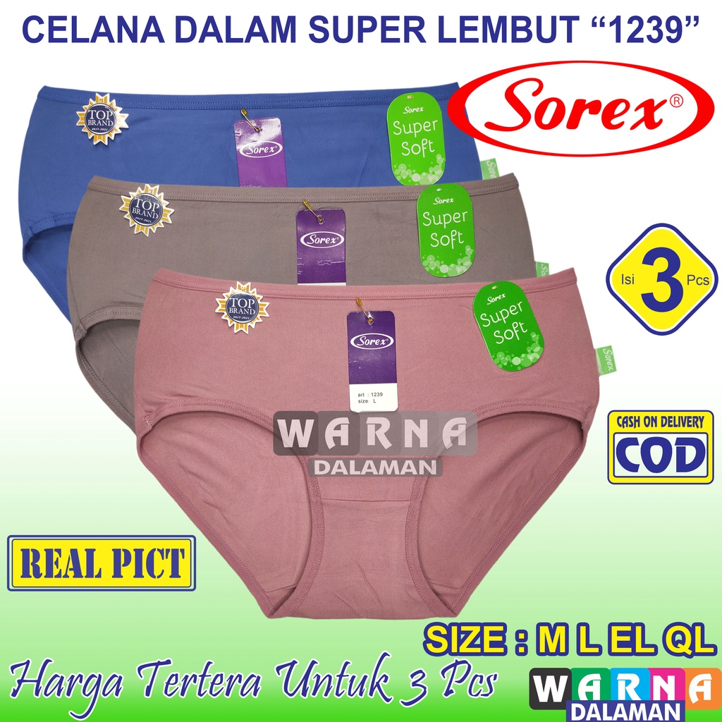 3 Pcs Celana Dalam Wanita Super Lembut Bahan Melar SESUAI FOTO code 1239 Multiwarna | WARNA DALAMAN