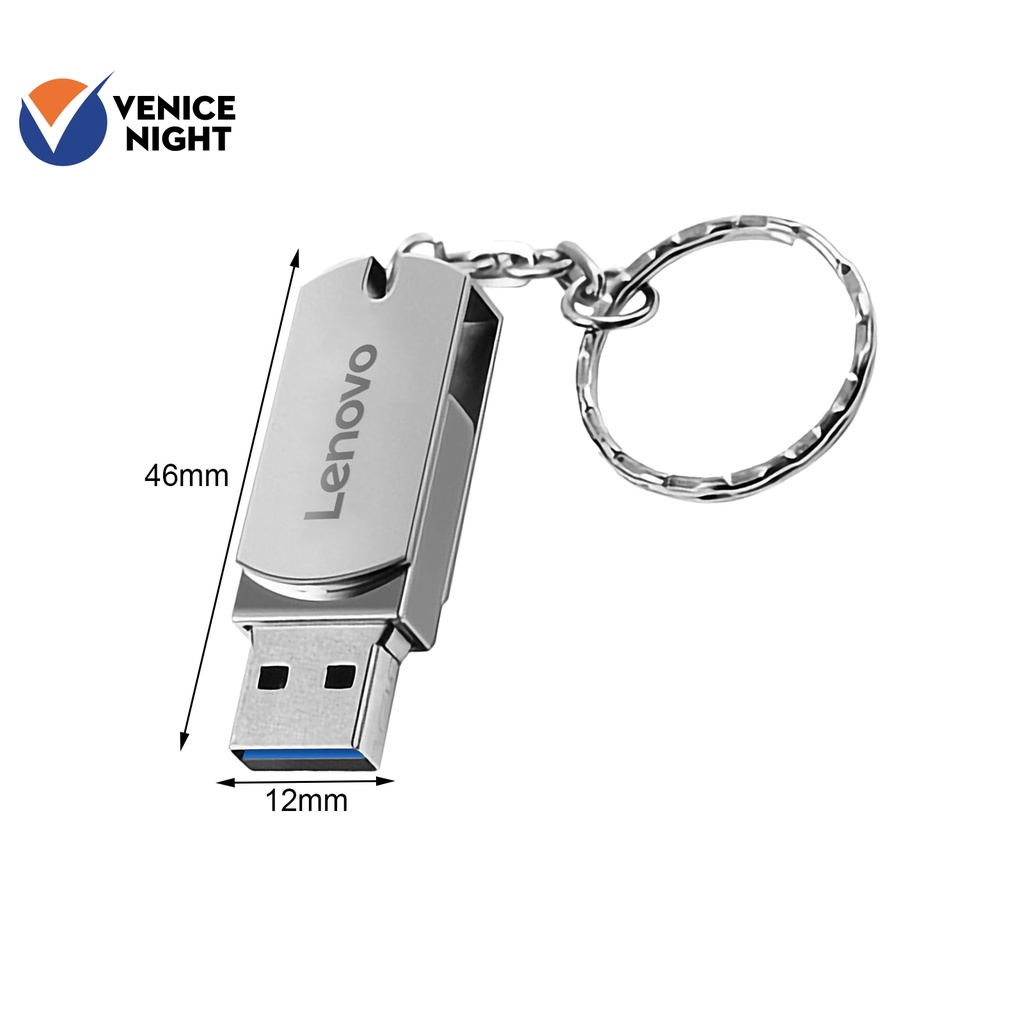 (EE) Lenovo Metal 1TB 2TB Flash Drive U Disk Memory USB 3.0 Kecepatan Tinggi