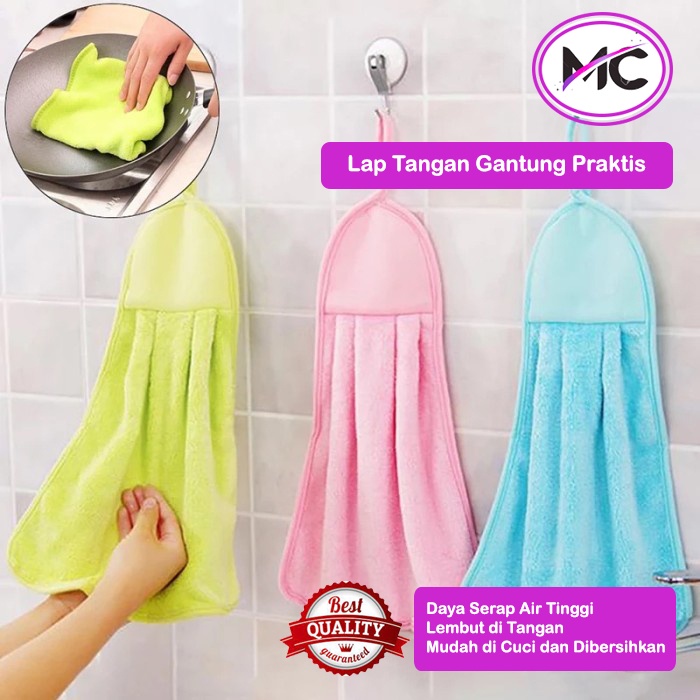 Lap Tangan Gantung Handuk Dapur Kain Microfiber Lembut Halus Menyerap Air Warna Macaron Praktis Daya Serap Tinggi