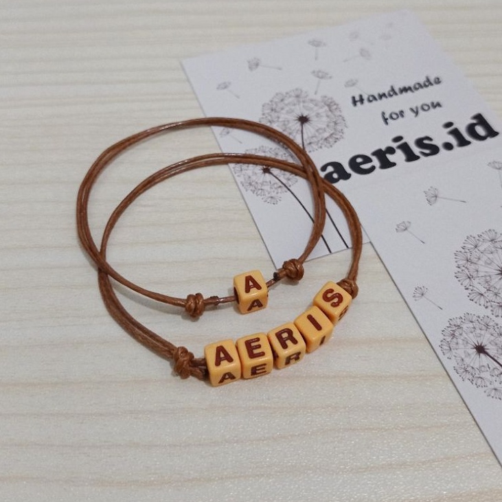 Gelang Inisial Huruf / Gelang Nama / Gelang Couple [COKELAT TUA]