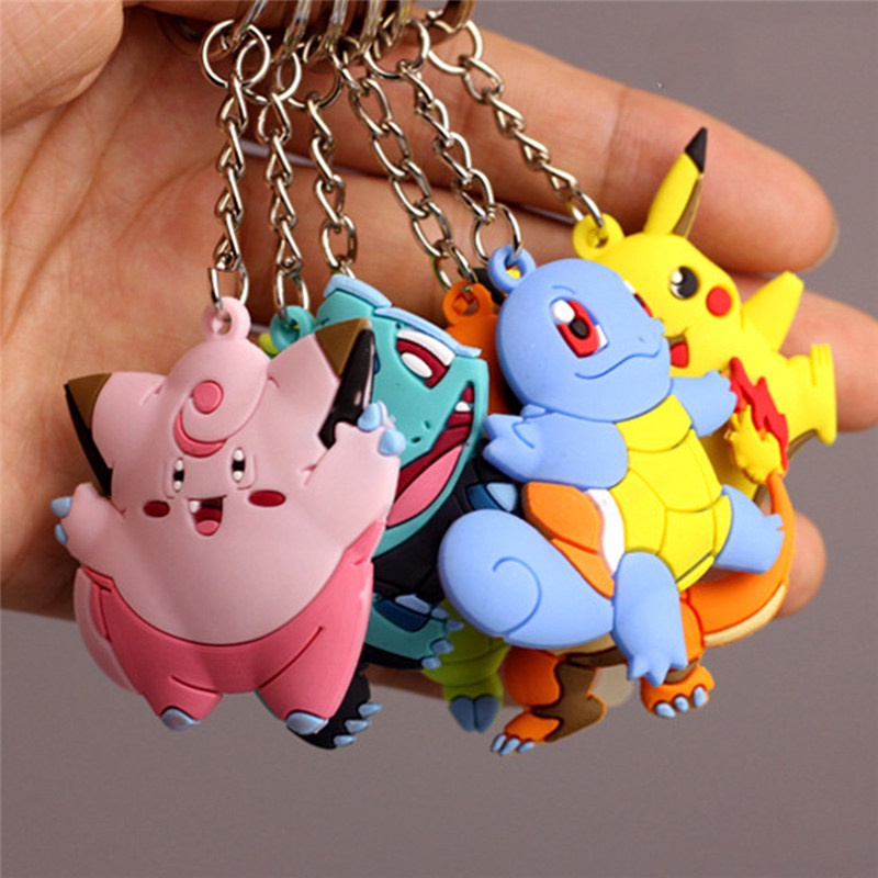 TK Cute Cartoon Pokémon PVC Keychains Lovely Backpack Pendant Pikachu Key Chains