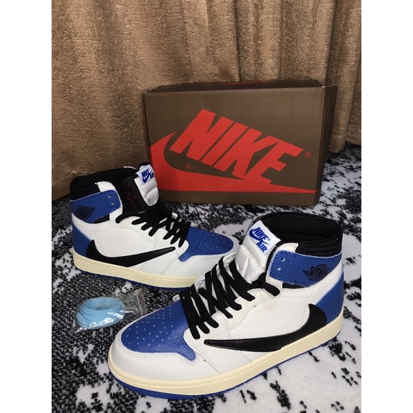 NIKE AIR JORDAN 1 HIGH TRAVIS SCOOT WHITE BLUE PREMIUM QUALITY