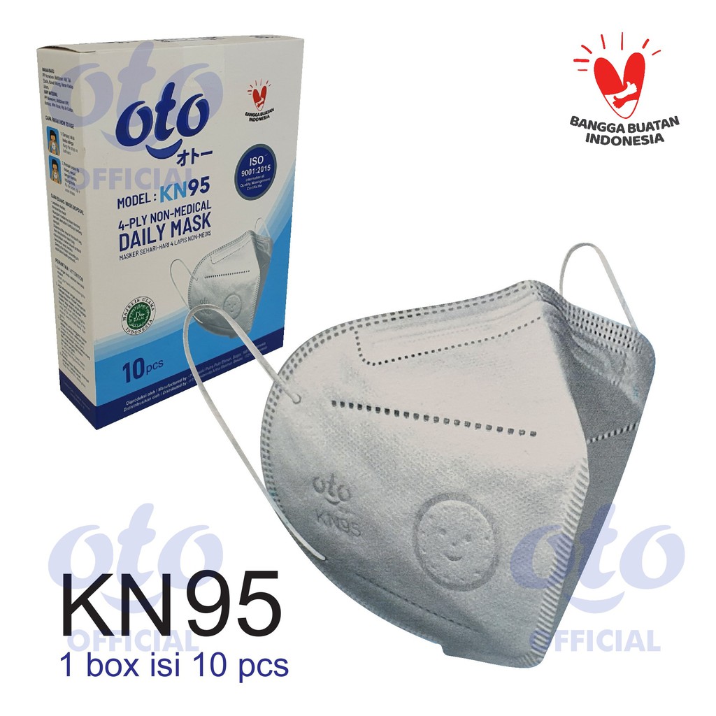 OTO Masker Wajah KN95 Earloop Face Daily Mask 4 lapis isi 10 pcs
