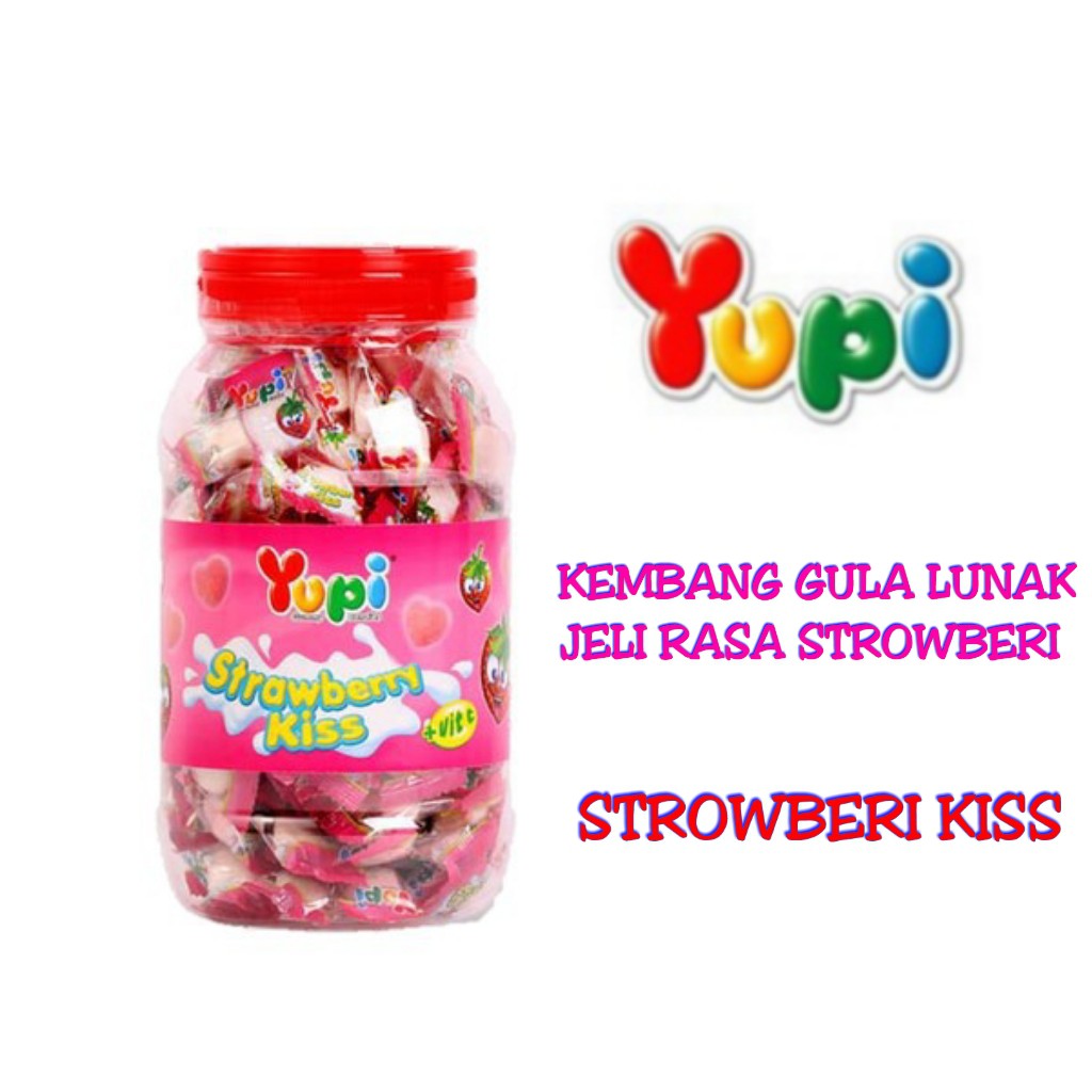 

Yupi Strawberry Kiss Jar Kenyalnya Bikin Happy