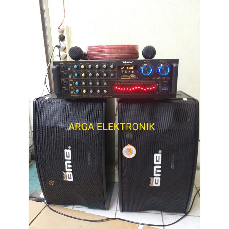 SPEAKER BMB 10 INCI DAN AMPLI WESTON PLUSS MIC WIRELESS