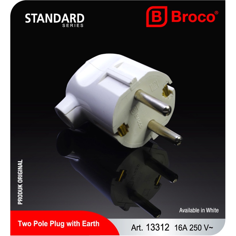 Steker BROCO / Colokan BROCO / Steker Bengkok Arde Broco / Steker L Arde BROCO - 13312