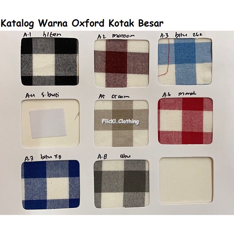 Bahan Kain Oxford Salur Oxford Kotak Kecil Oxford Kotak Besar Oxford Garis Kotak Oxford Motif Corak Kahatex Rollan