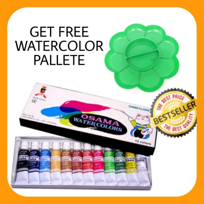

Simbalion WaterColor 12 warna 110N [1 Lusin] Cat Air Gratis Palet