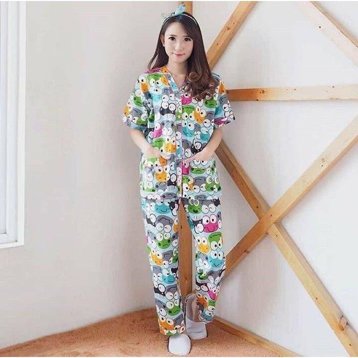 Baju Tidur Wanita Baju Tidur Wanita Bahan Katun Jepang - Kucing Merah Murah
