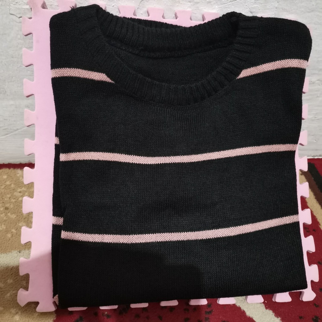 Atasan Rajut Sweater Rajut Knit Zia Adeline-Hitam - Dusty