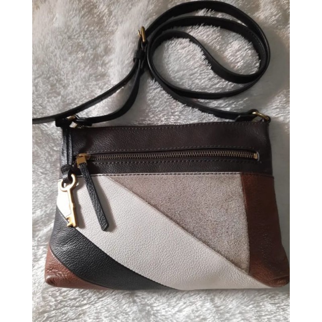 tas fossil fiona crossbody patchwork preloved