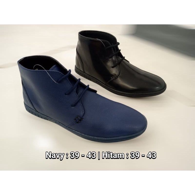 Yongki Komaladi 39 40 41 42 43 sepatu formal tanpa tali casual pria boot kerja hitam biru navy