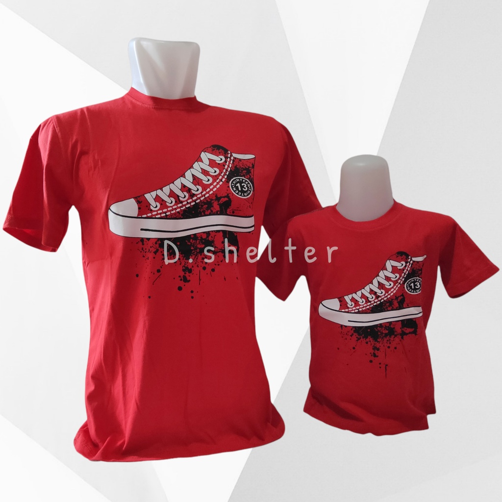 KAOS COUPLE ANAK DAN DEWASA MERAH SEPATU