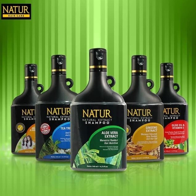 NATUR Natural Extract Shampoo Shampo Ginseng / Tea Tree Oil Anti Dandruff - 80ml / 140ml / 270ml-0