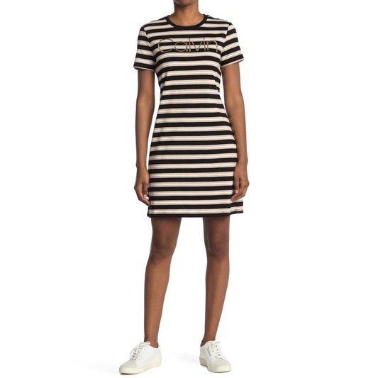 Calvin klein striped logo t-shirt dress