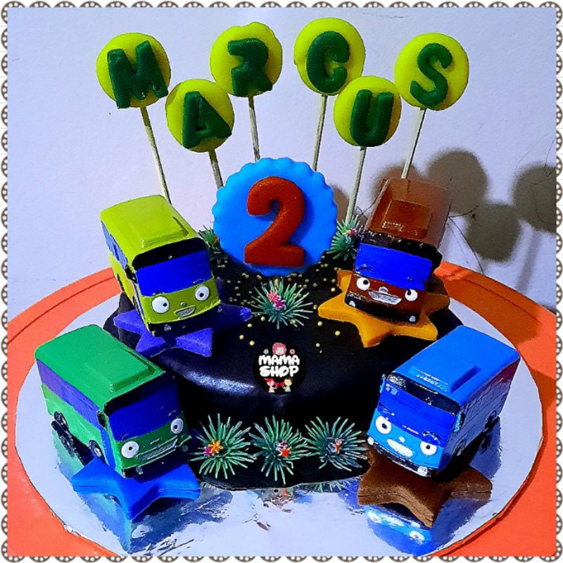 TOPER CAKE FIGURE BUS TAYO UNTUK PATUNG HIASAN KUE ULTAH ANAK