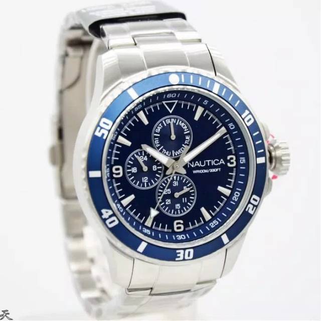 Jam Tangan Pria Nautica NAPFRB018 Silver Rantai Original Murah