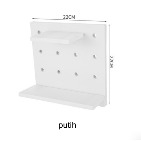Rak Dinding Pegboard Organizer wall organizer Wall Shelf Tanpa Paku-Putih