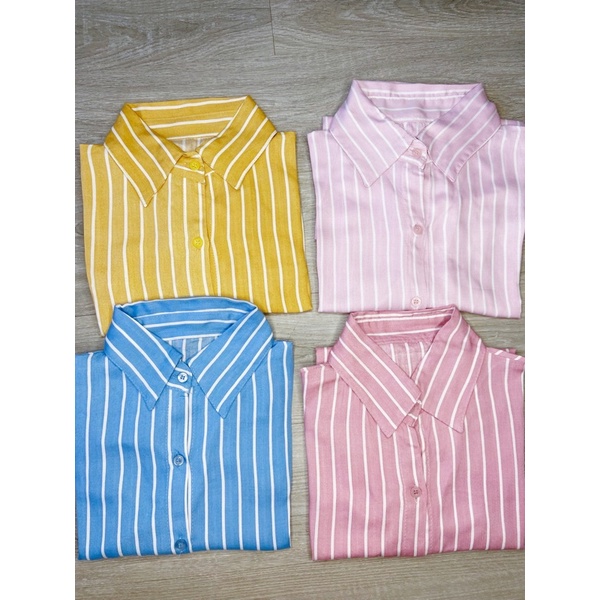 kemeja rayon LD 110, stripe kemeja wanita / Kemeja casual / kemeja stripe salur / kemeja terkini