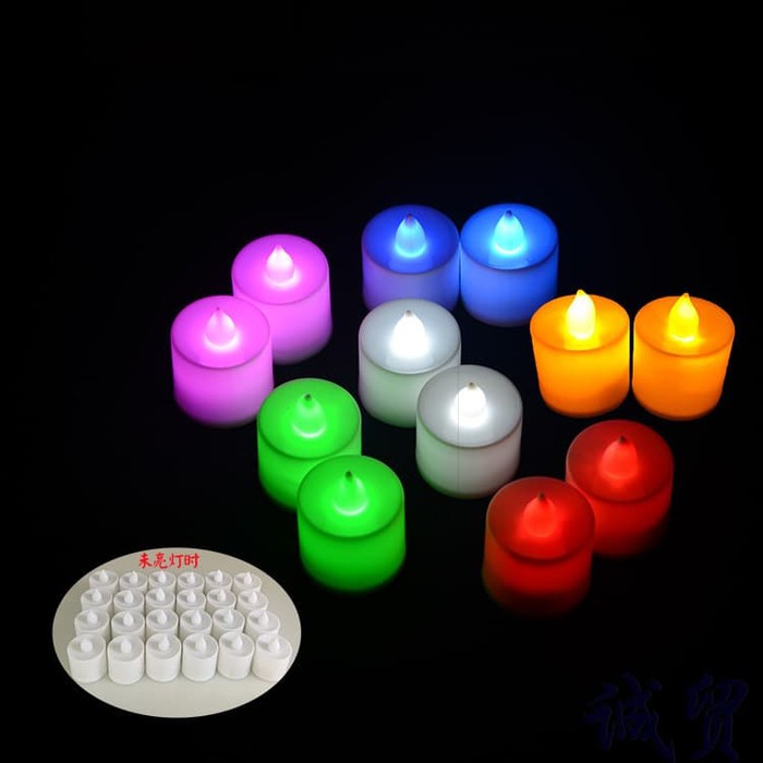 Lampu Lilin LED Baterai / Lilin LED Banyak Warna / Lampu Hias Lilin Elektrik Tanpa Api