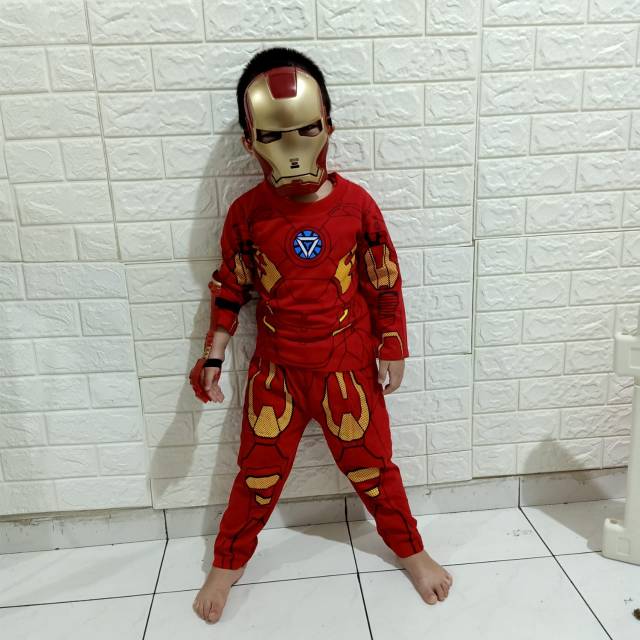 Kostum baju anak iron man tangan thanos infinithy war kostum iron man gratis topeng