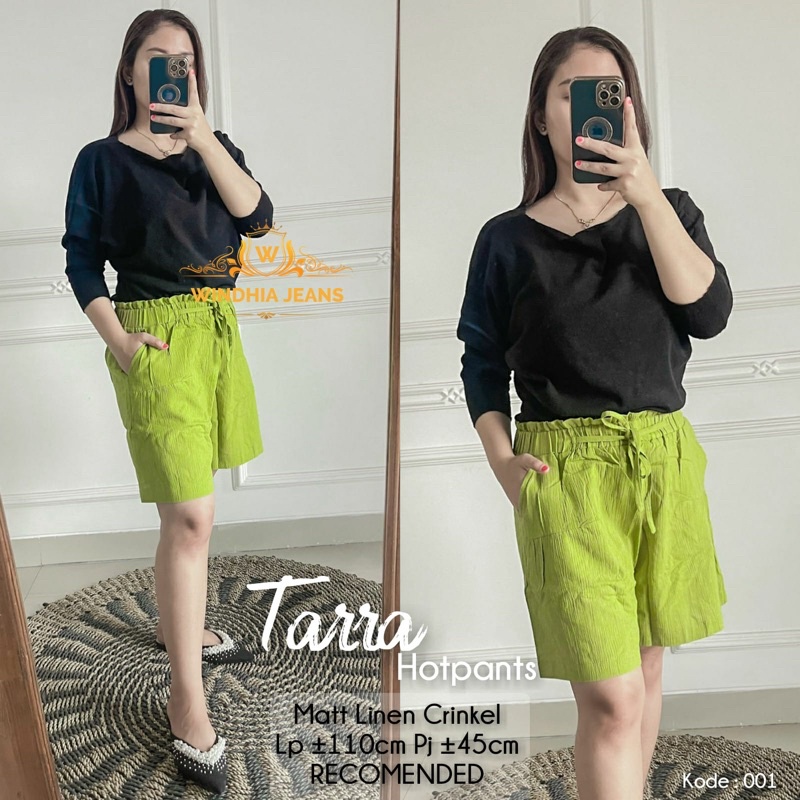 Tarra Celana Pendek Hotpants Hot Pants Kolor Wanita Jumbo Big Size Linen Crinkel