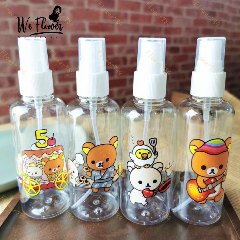 Botol Spray Kosong Portable Bahan Plastik Transparan Motif Kartun Rilakkuma Isi Ulang 50ml/100ml