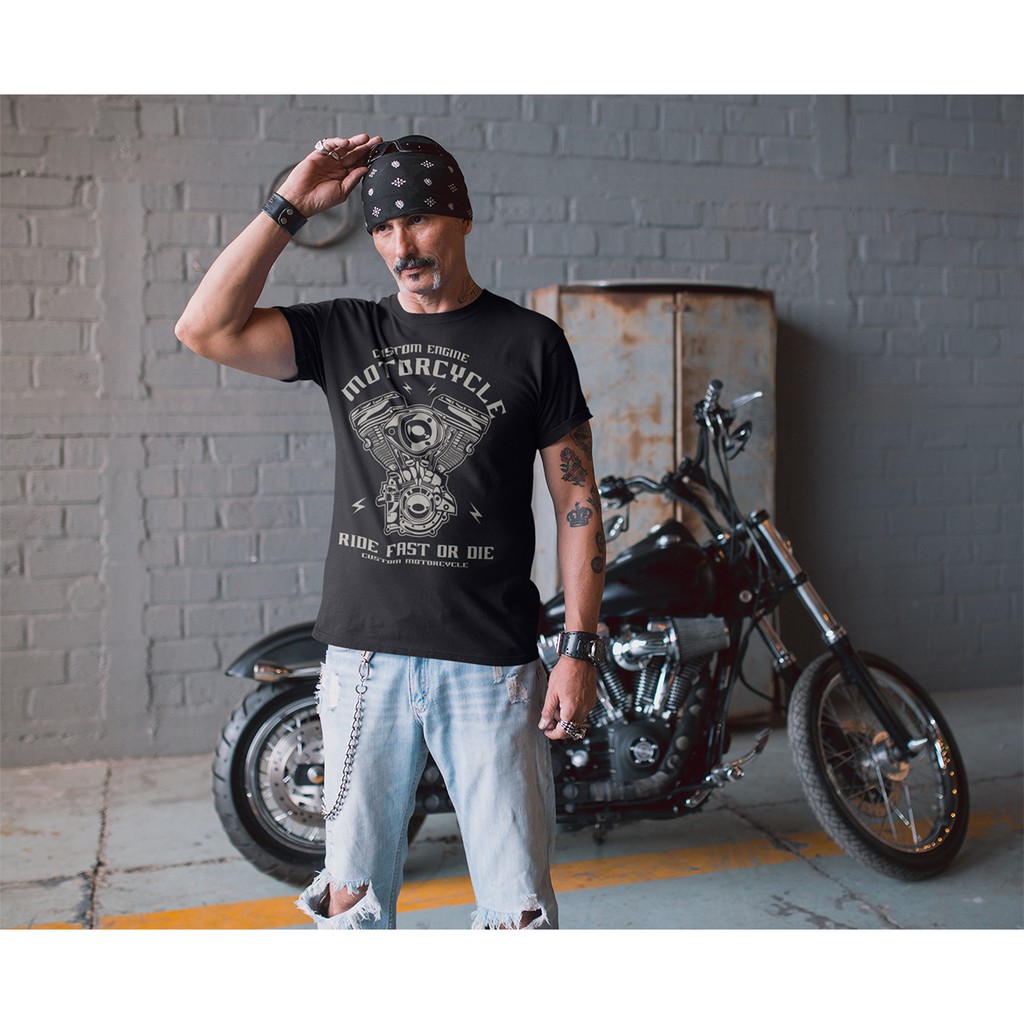 Kaos Distro Bikers Garage Custom Engine V Twin produk lokal kualitas Premium bisa COD