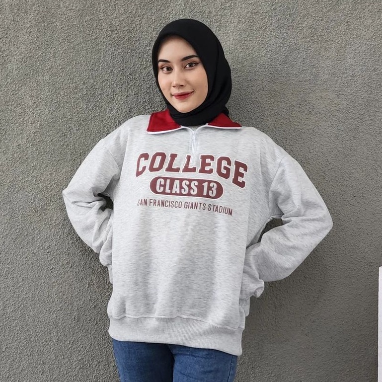 Maroon College Collar Sweater - Collar Sweater Wanita