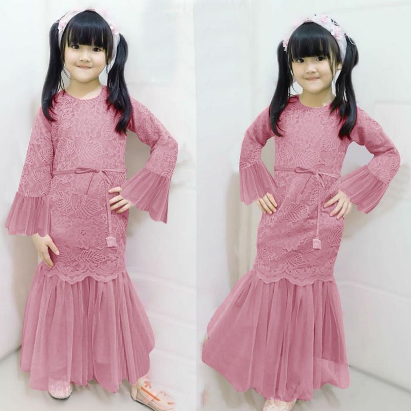 BAJU DRESS GAMIS ANAK KIDS BROKAT BRUKAT PESTA KONDANGAN UMROH RENDA MAXI MAXY IMPORT ANAK WANITA MU