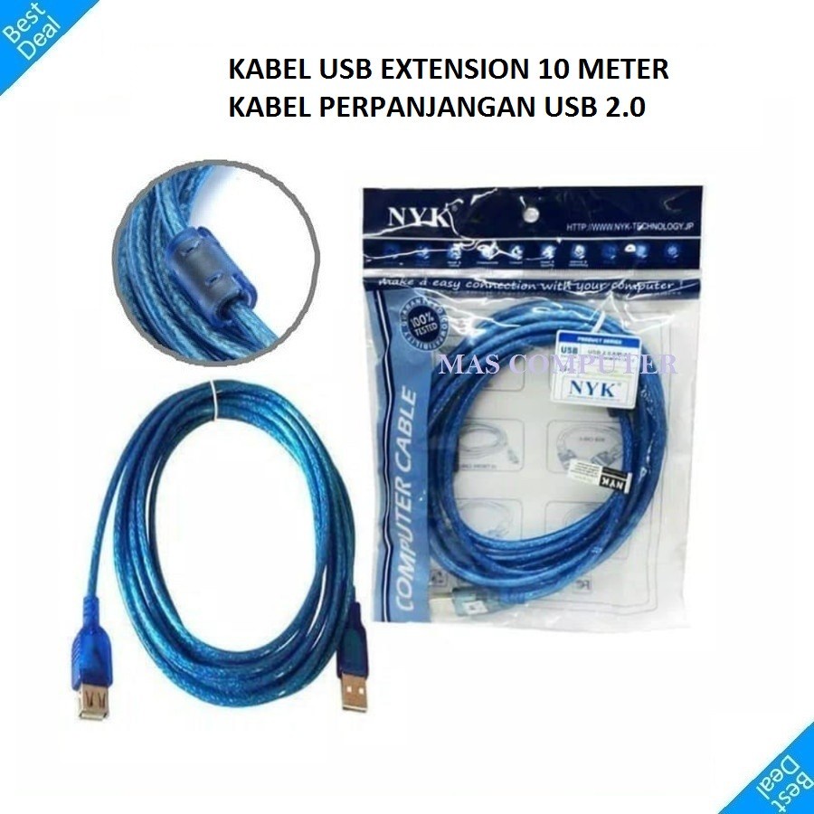 Kabel Perpanjangan USB Extention 2.0 Merek NYK 10m