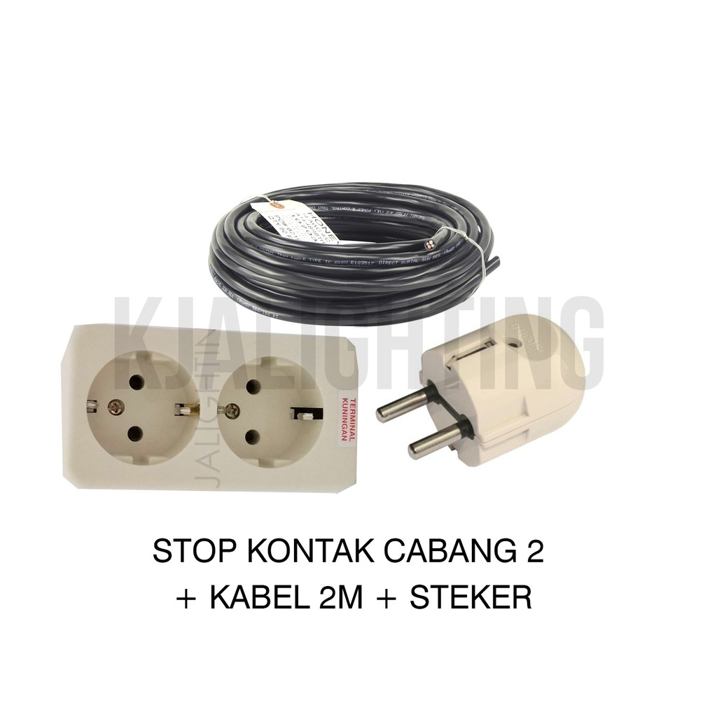 STOP KONTAK CABANG 2 + KABEL 2M + STEKER BUNDLE